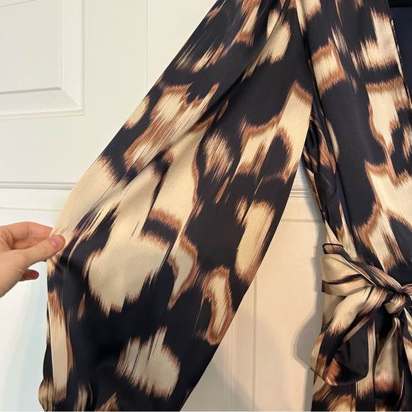 Tanya Taylor Blaire Tie-Waist Printed Dress Cream Maritime Blue Tan - Picture 5 of 8